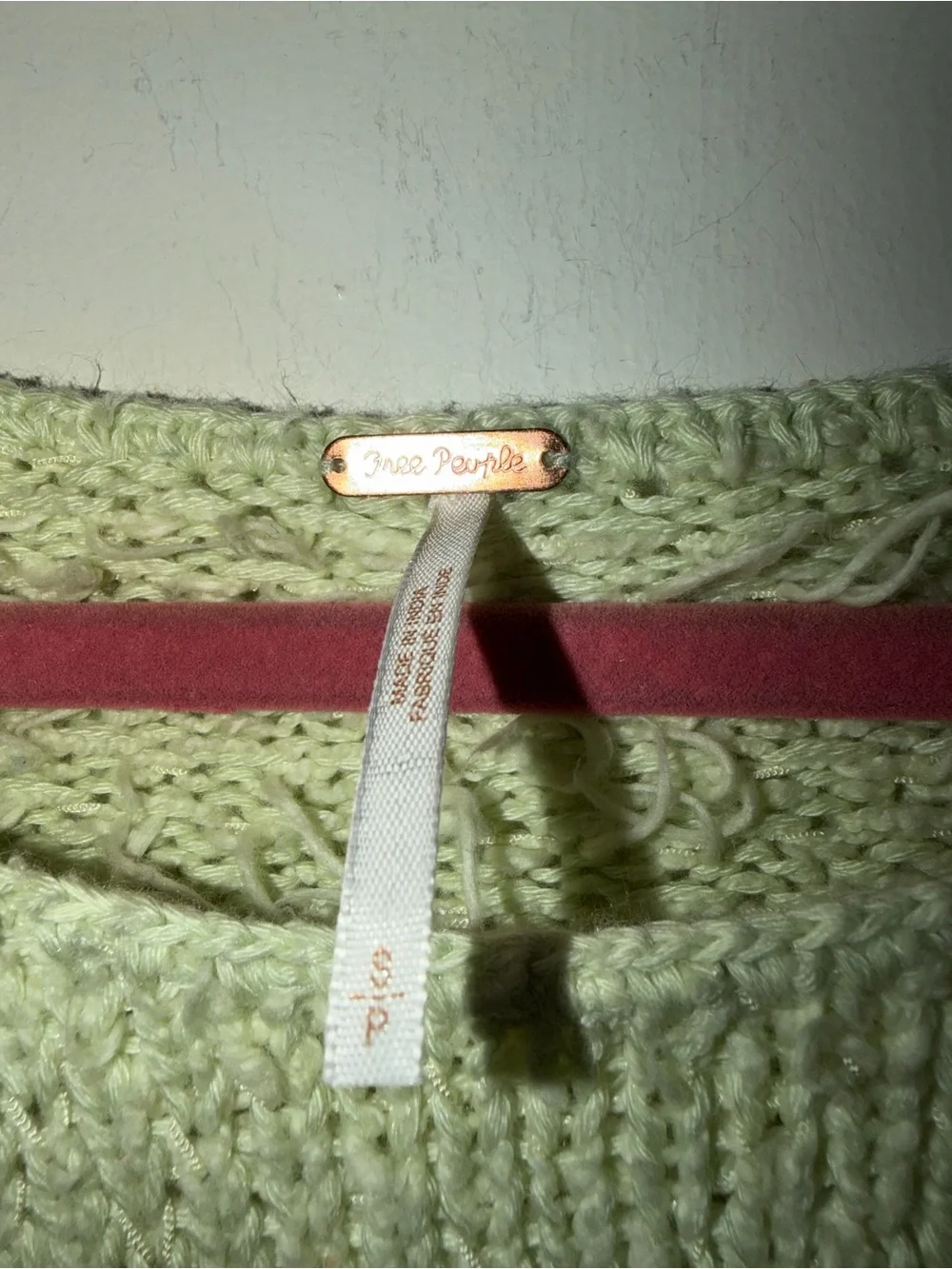 Free People Cream and Teal Patterned Crewneck Sweater